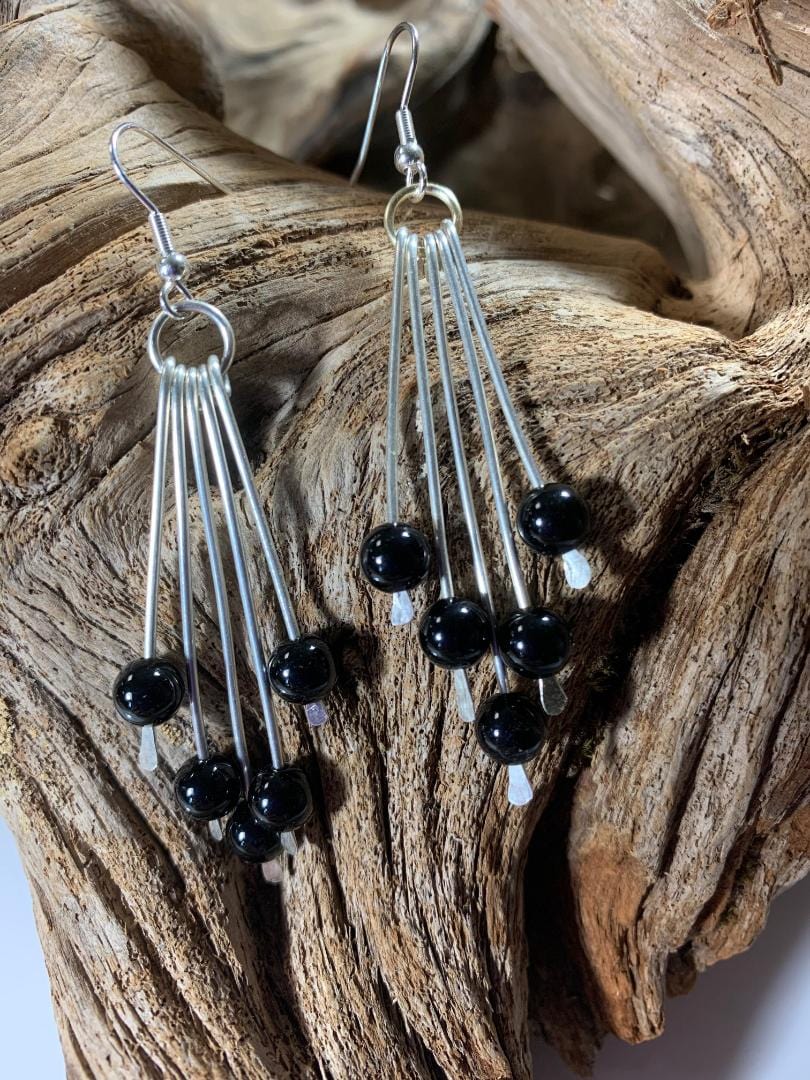 Black Onyx beaded earrings