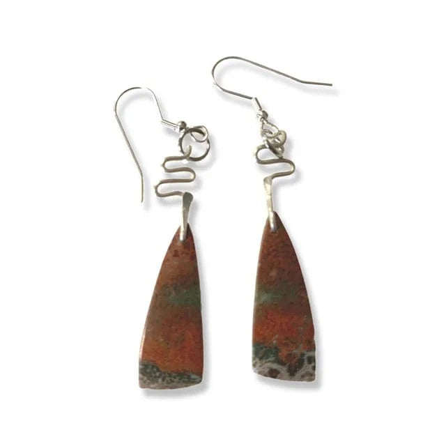 Breciated Jasper earrings with silver wire