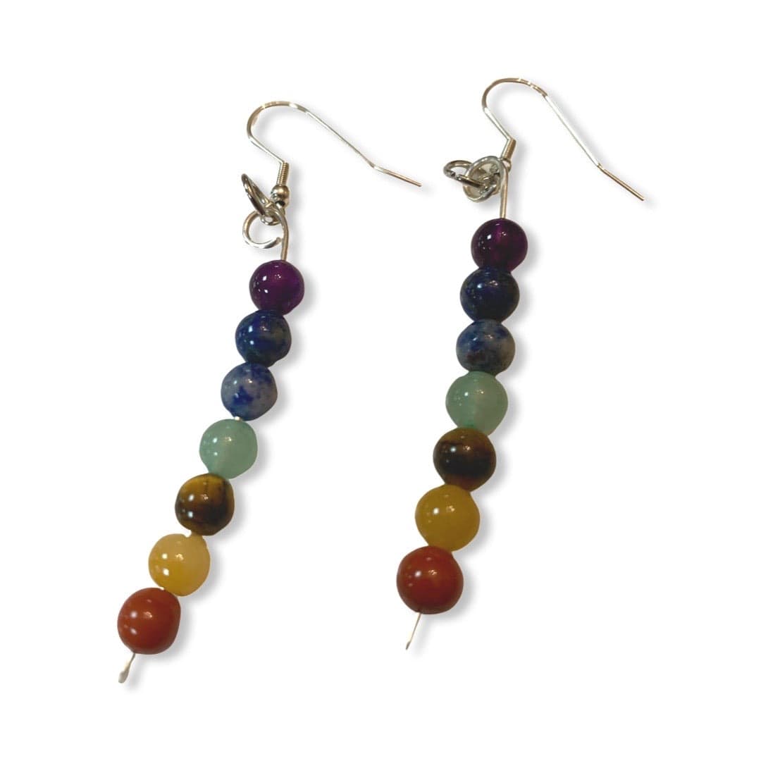 Chakra earrings with colorful gemstones