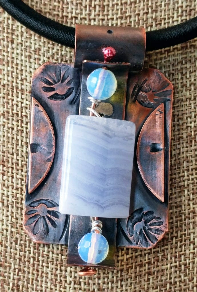 Copper Crazy Lace Agate pendant necklace