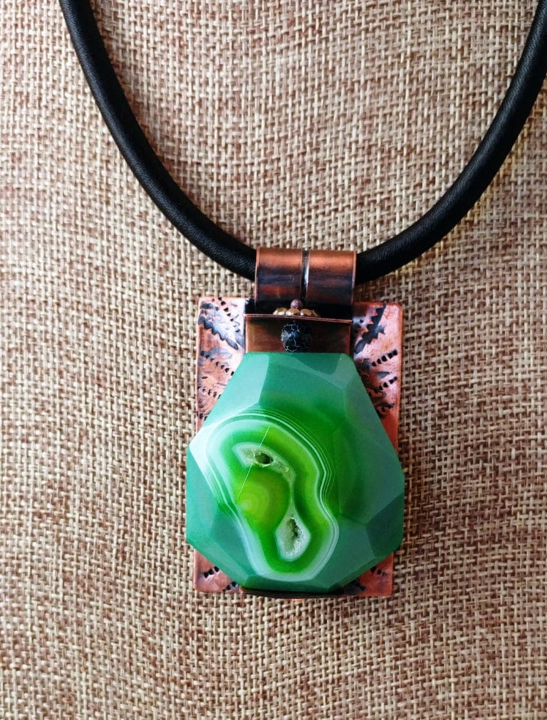 Copper Green Agate pendant necklace