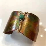 Dragonfly cuff bracelet with turquoise accent