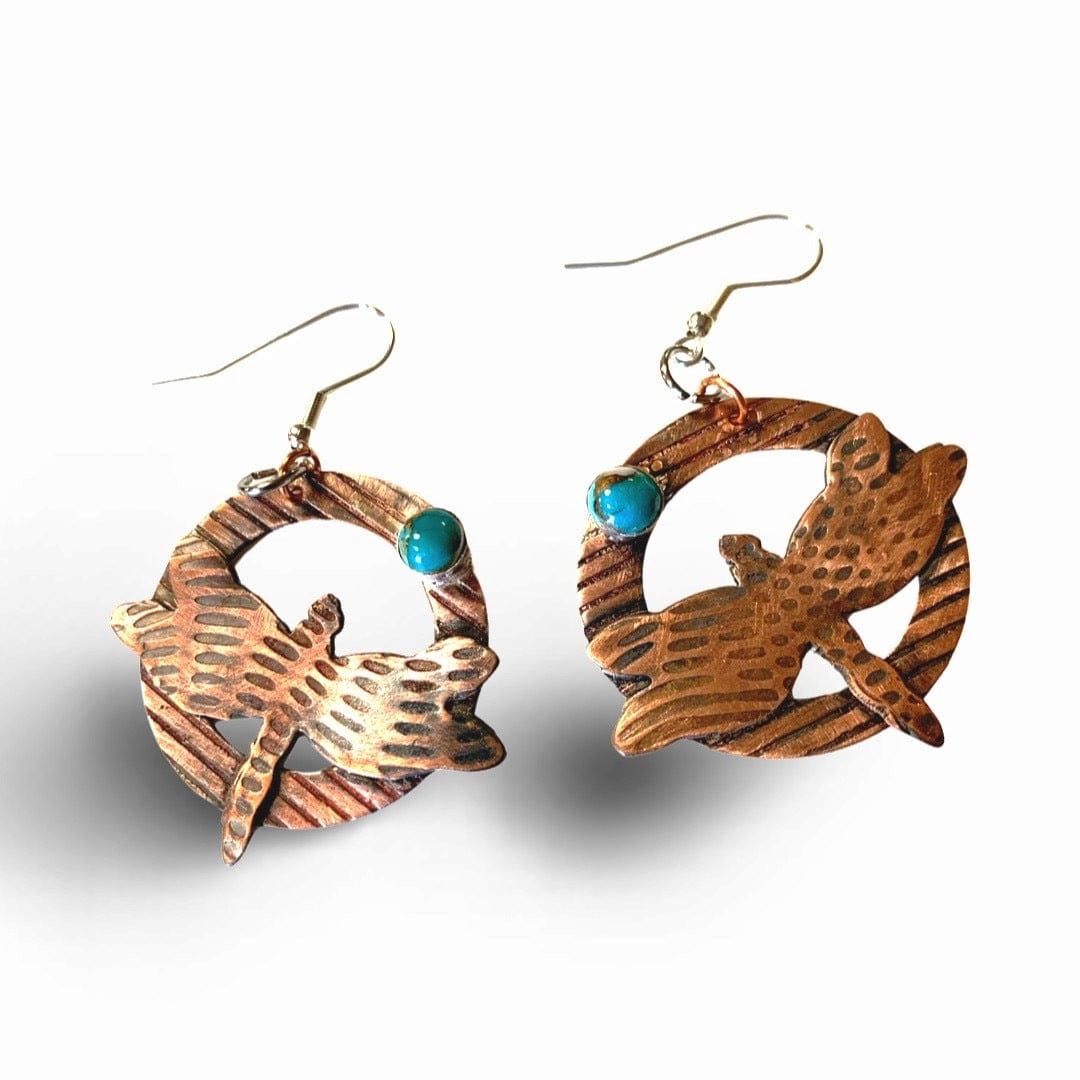 Dragonfly earrings with turquoise accents