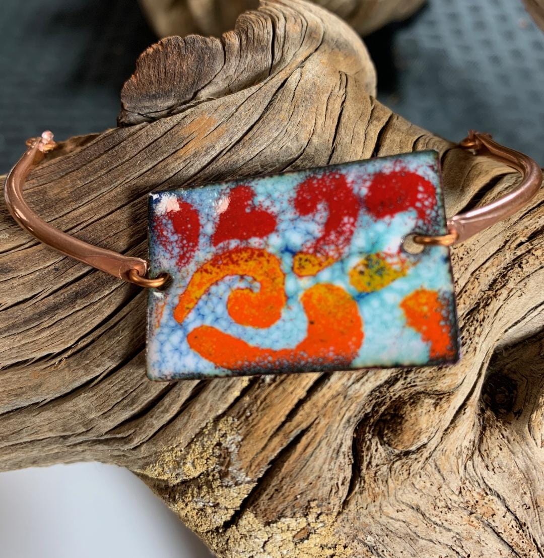 Getting Warmer enamel bracelet with colorful abstract design