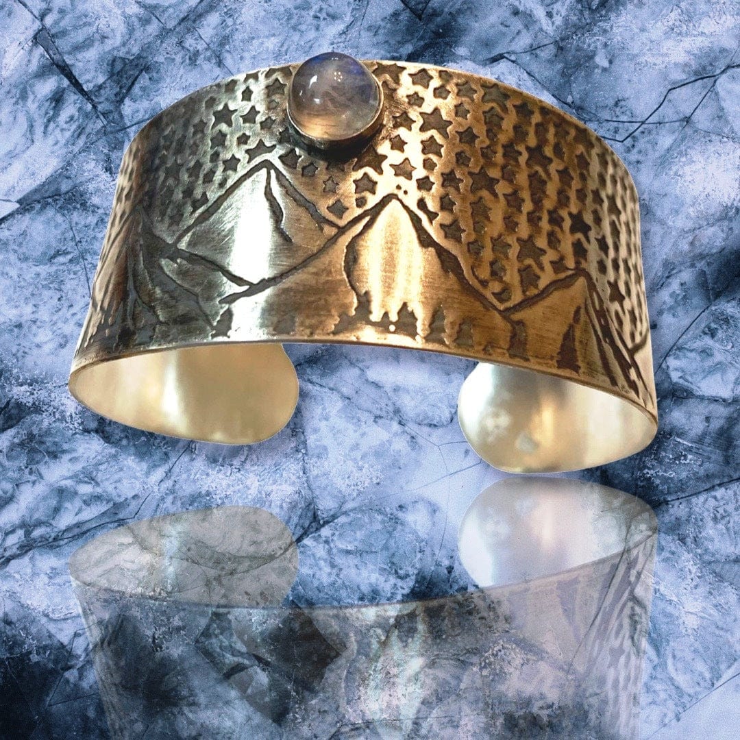 Mountain Cuff bracelet with mountain & star design