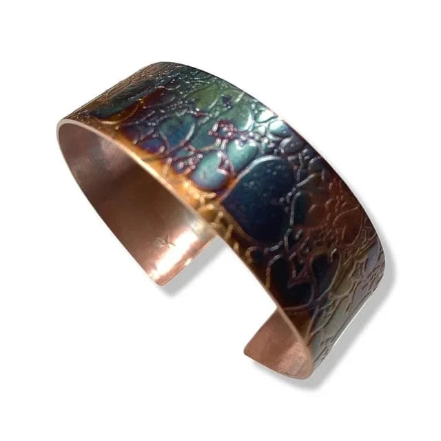 Narrow Hearts textured metal cuff bracelet