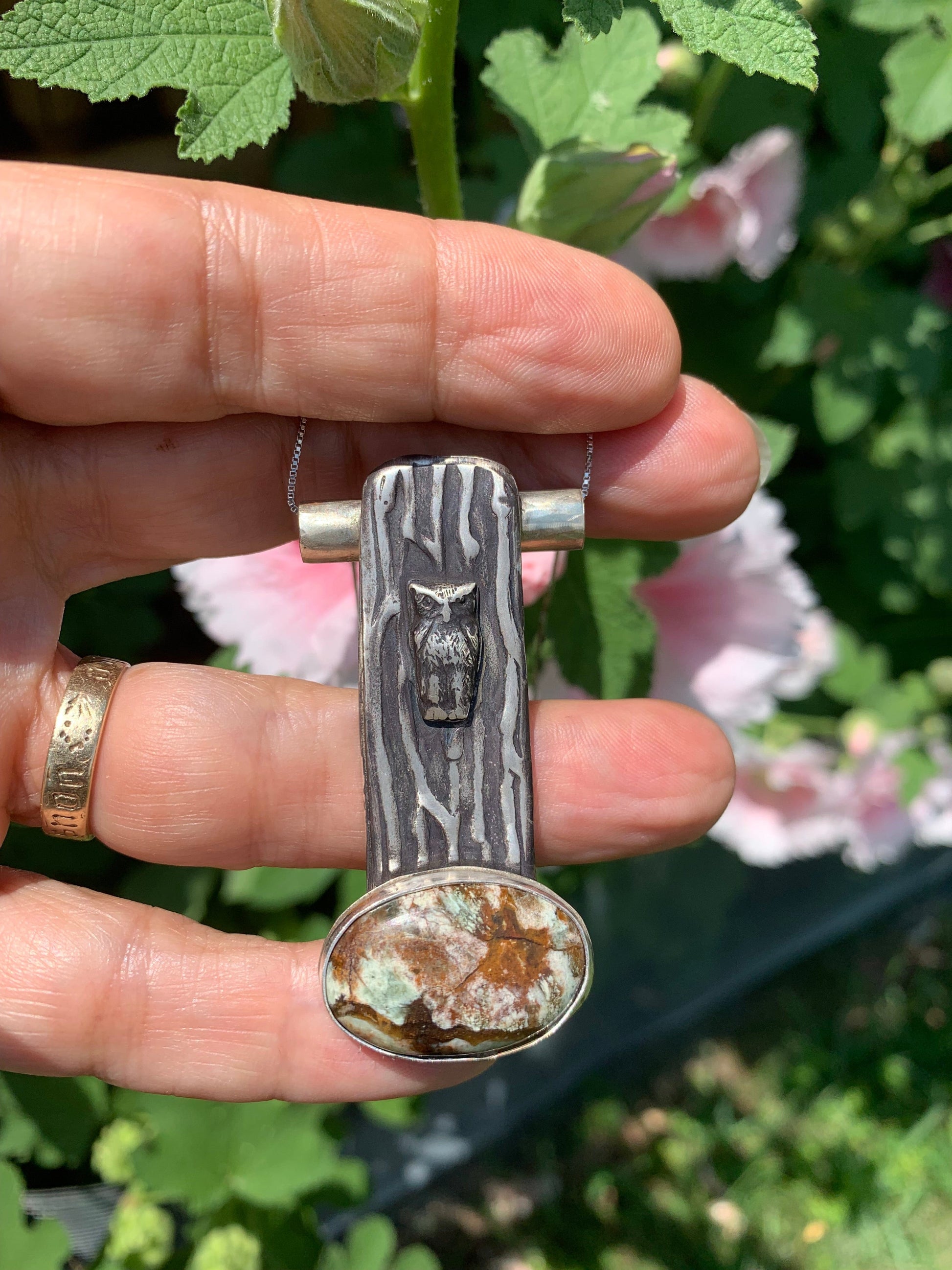Owl pendant necklace in tree design