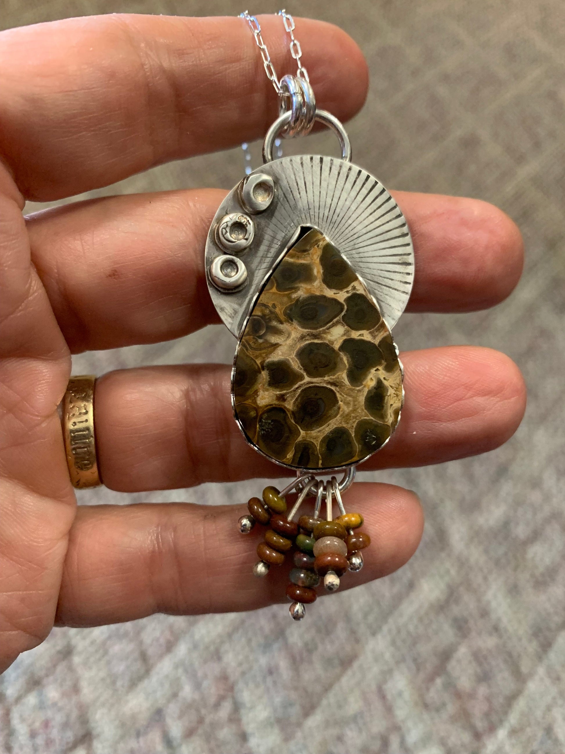 Palmroot Jasper Burst pendant necklace