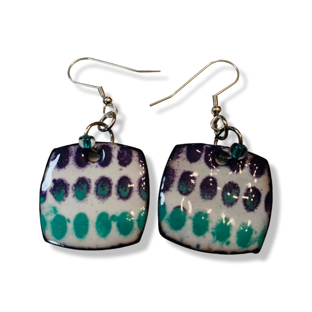 Purple to Green earrings with dotted design