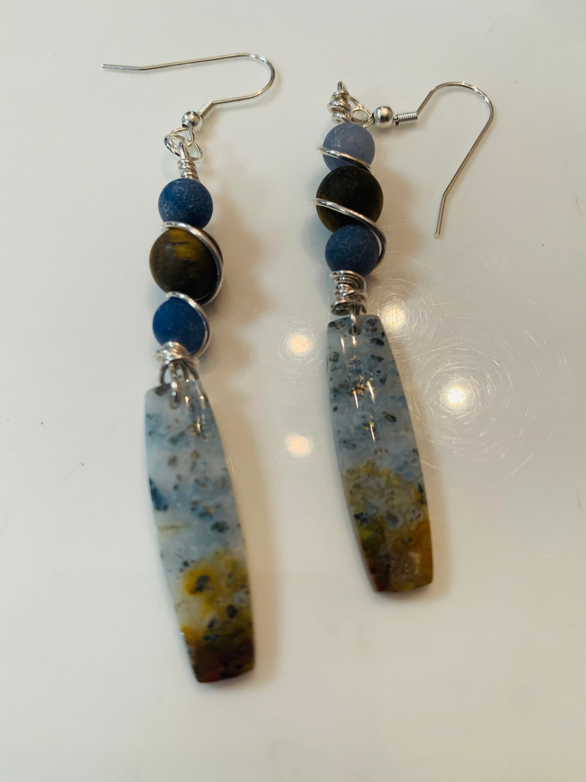 Red Marcasite Tiger Eye Earrings