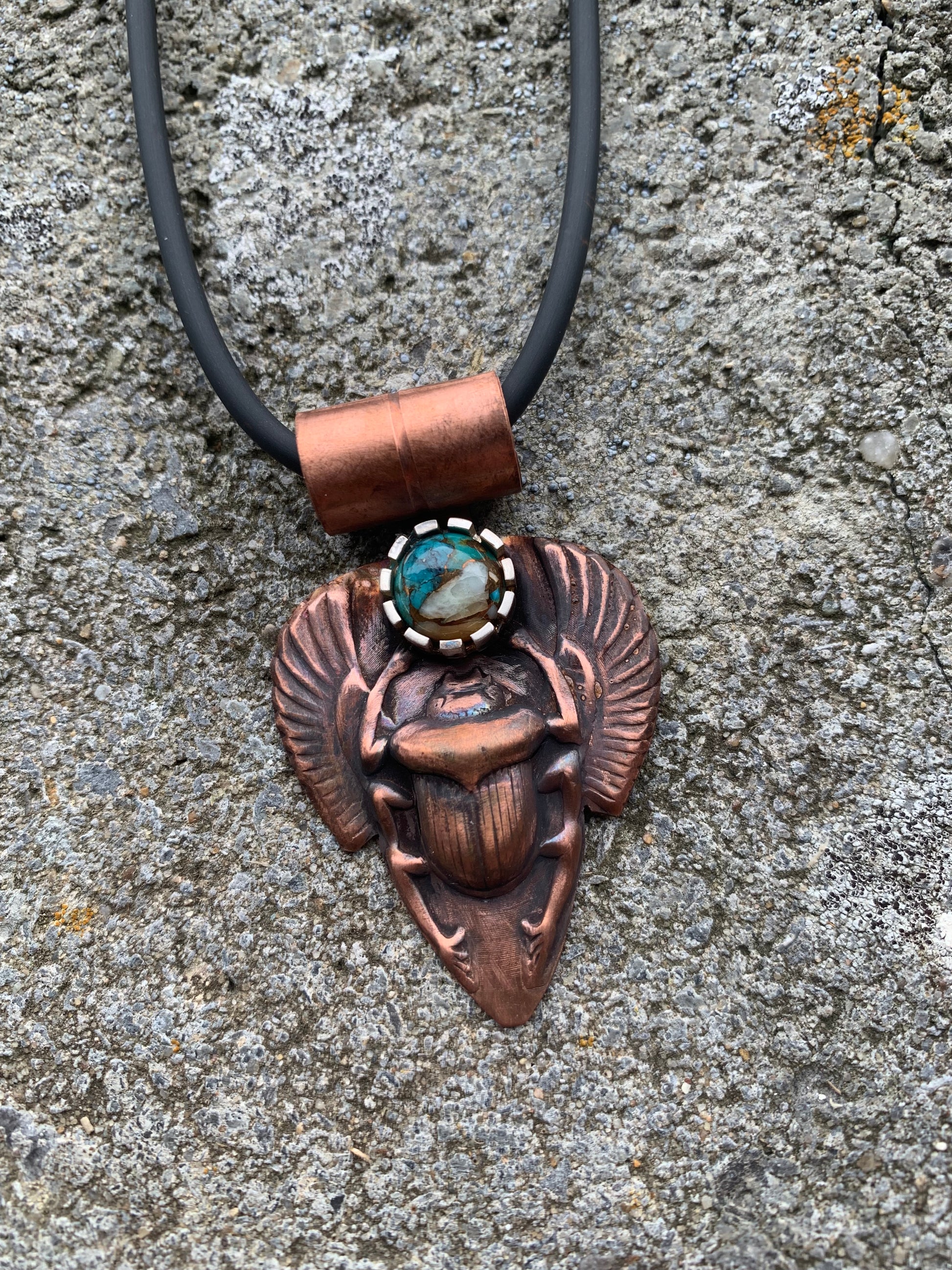 Men's Egyptian Scarab Copper Pendant
