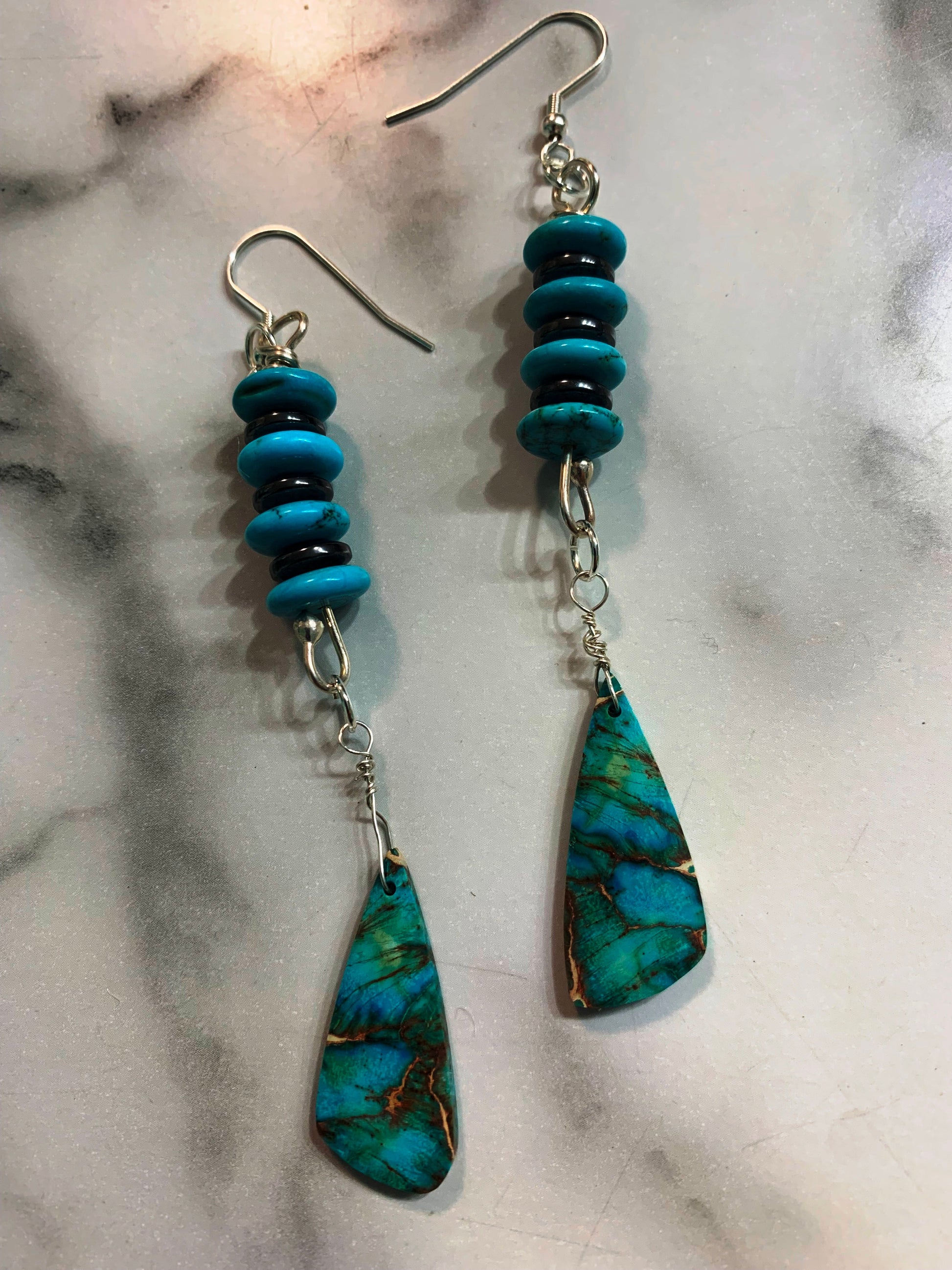 'Of Land and Sea' Sea Sediment Jasper Silver Earrings