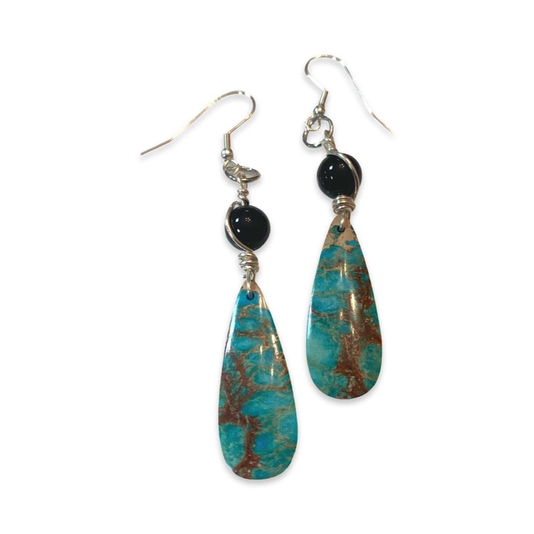 turquoise teardrop & black bead jewelry