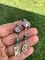 ShellsOcean earrings with turquoise and stone accents