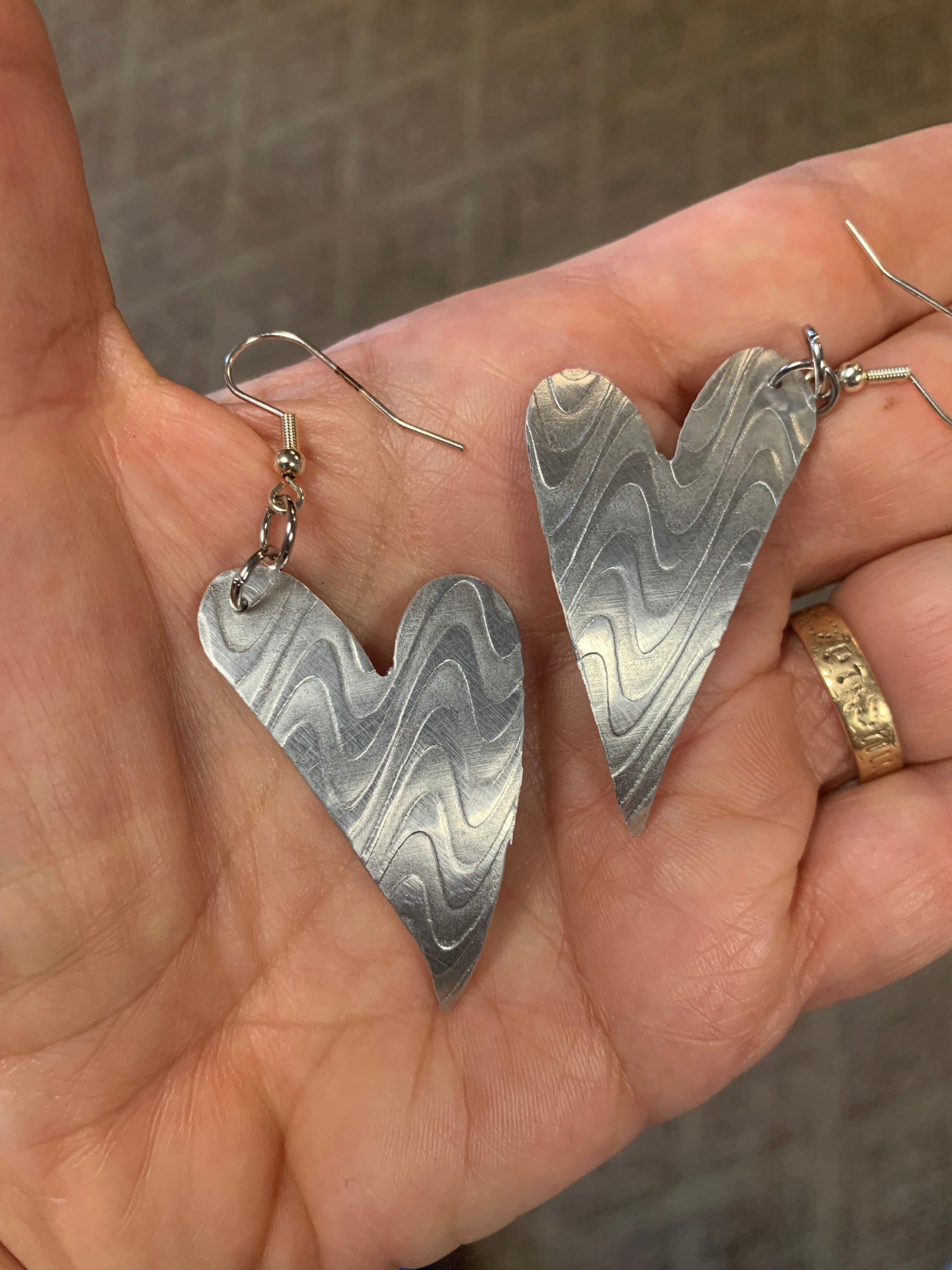 'Wonky Hearts' Aluminum Earrings