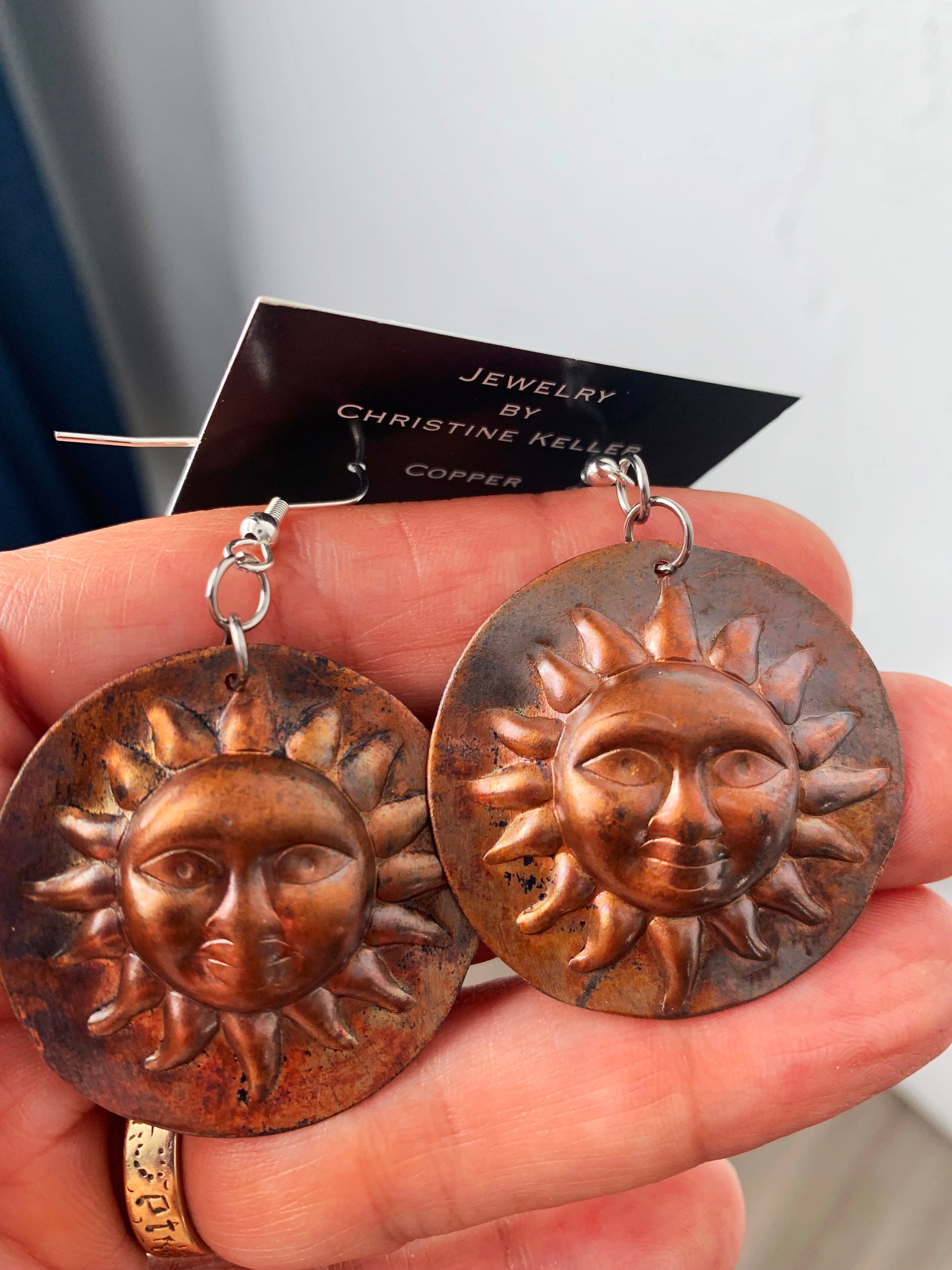 'Smiling Sun' Copper Earrings