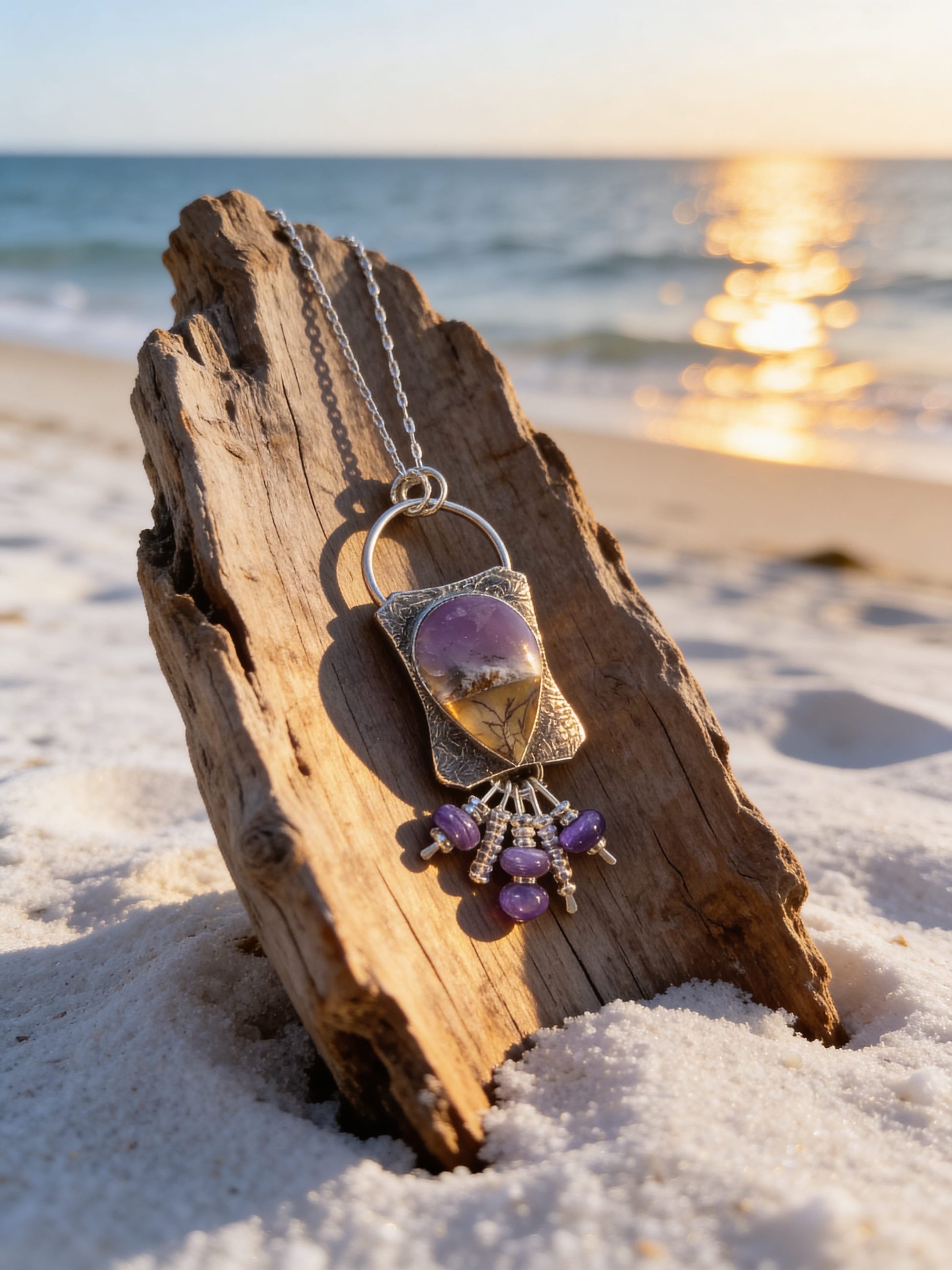 Misty Morning Shore Silver Beach Series Pendant