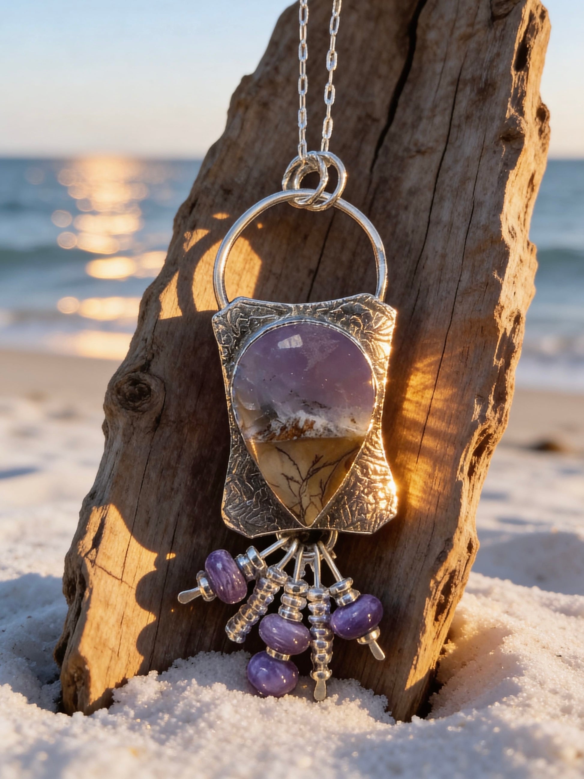 Misty Morning Shore Silver Beach Series Pendant