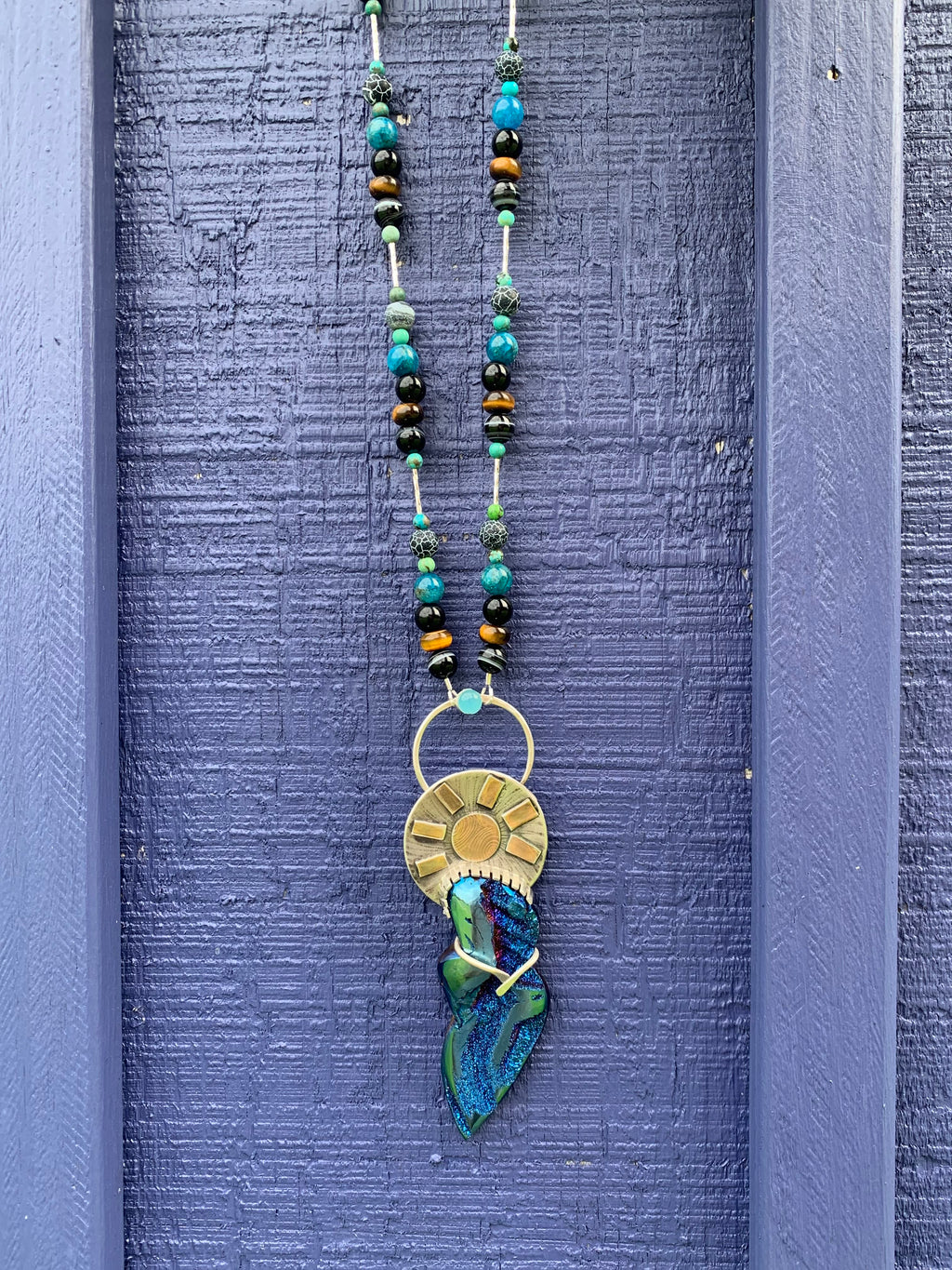 Goddess one-of-a-kind Titanium Coquina and sterling silver art necklace by Christine Keller