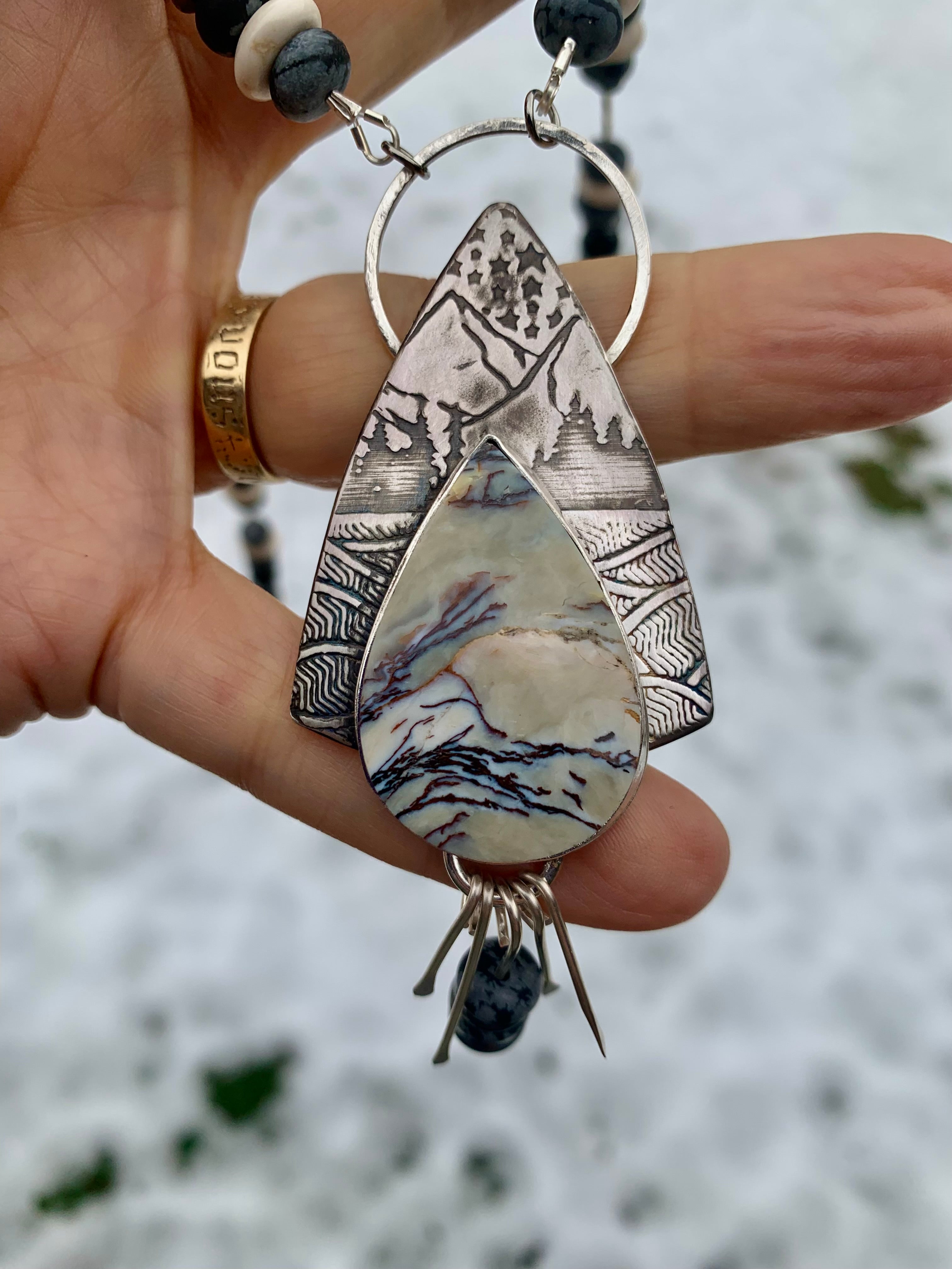 'Snow in the Mountain Meadow' Silver Pendant