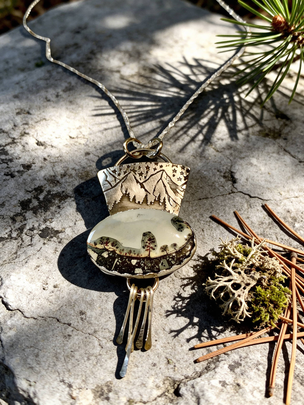 Before the World Wakes, Maligano Jasper Mountain Pendant