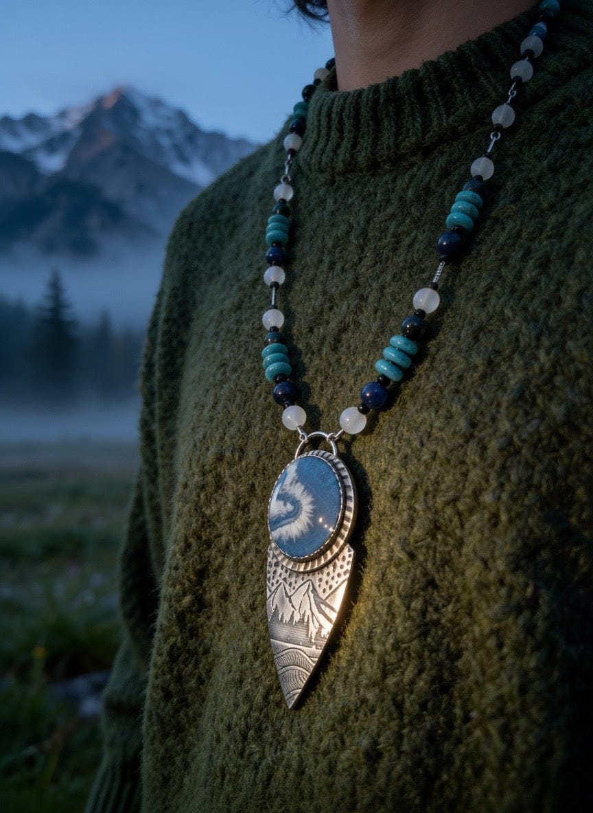 'Under the Watchful Moon' Silver Art Jewelry Pendant