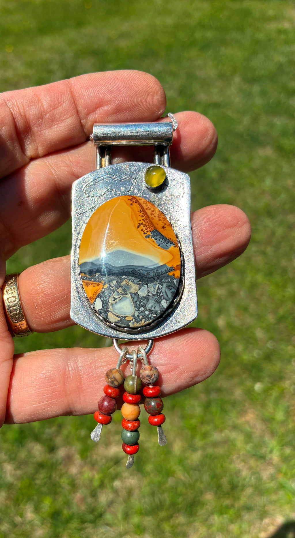 'Golden Horizon' One-of-a-Kind Maligano Jasper Sterling Silver Necklace by Christine Keller