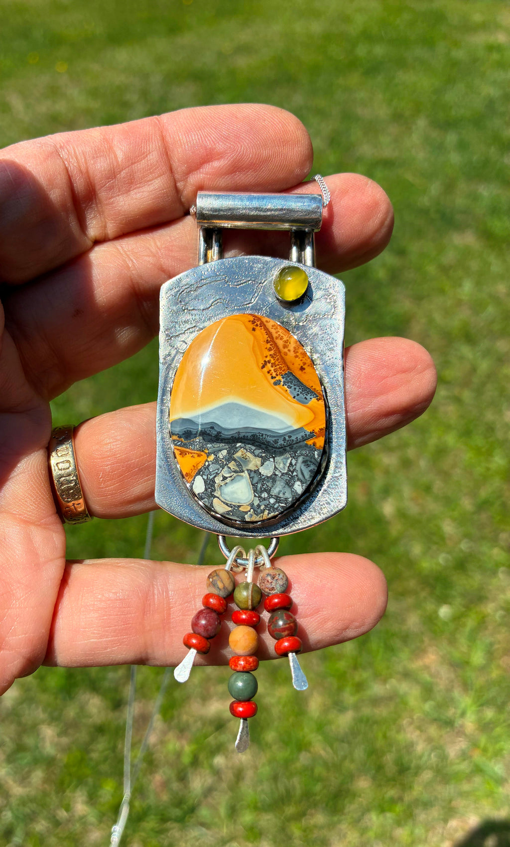 'Golden Horizon' One-of-a-Kind Maligano Jasper Sterling Silver Necklace by Christine Keller