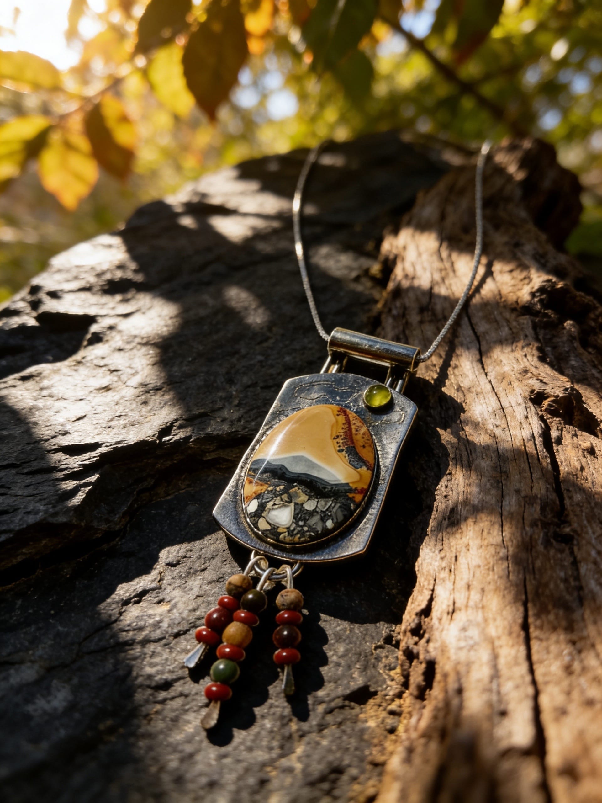 'Golden Horizon' One-of-a-Kind Maligano Jasper Sterling Silver Necklace by Christine Keller