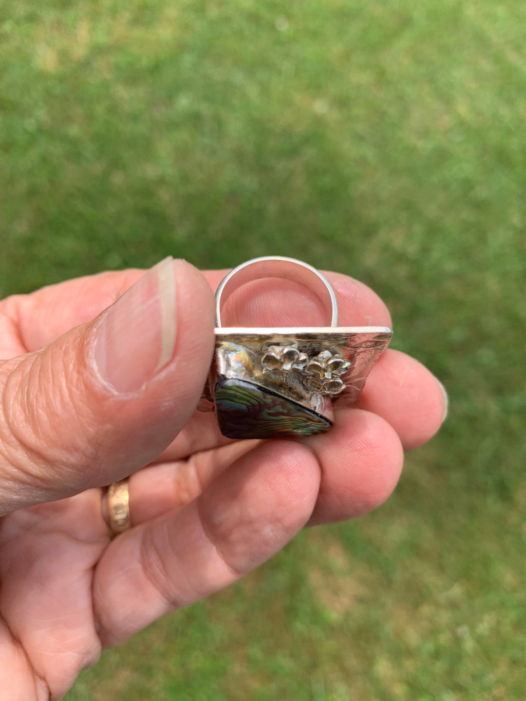 'Abalone Dreams' in Silver Handcrafted Ring Size 7