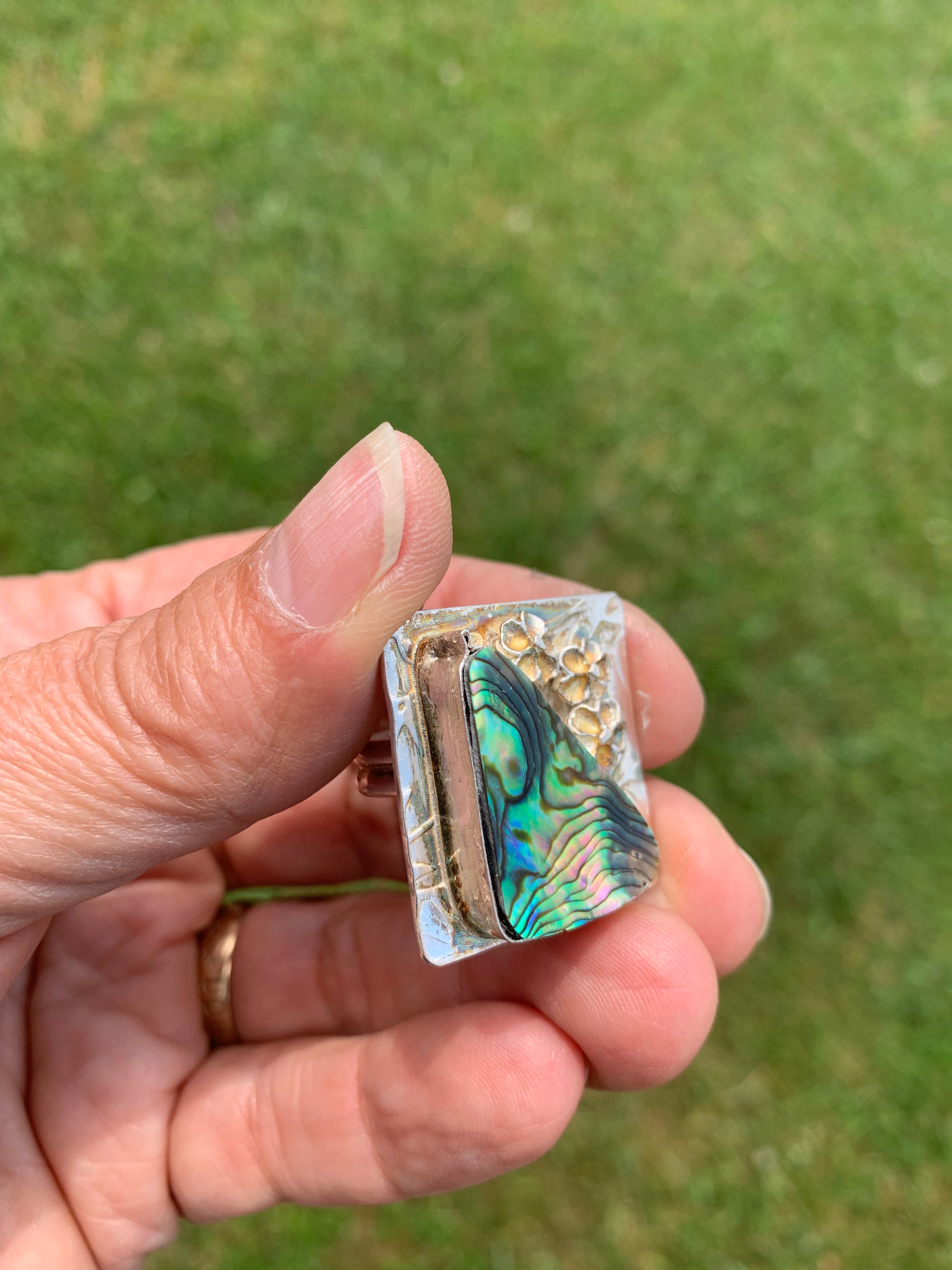 'Abalone Dreams' in Silver Handcrafted Ring Size 7