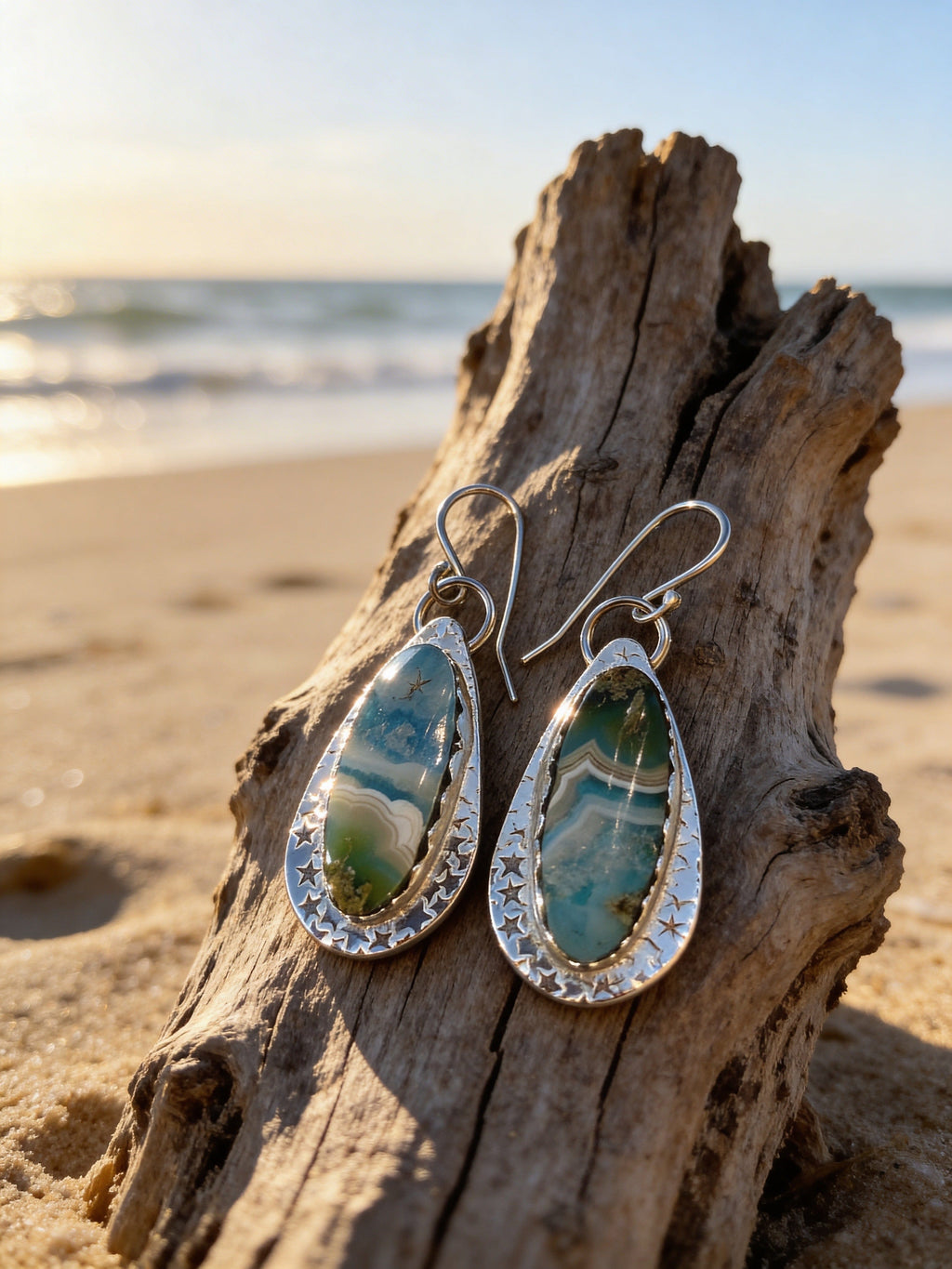 Whispers in Stone — Agate Doublet Silver Earrings