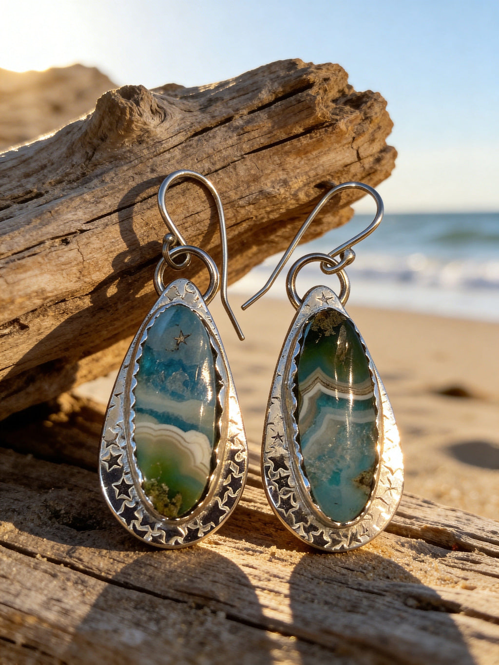 Whispers in Stone — Agate Doublet Silver Earrings