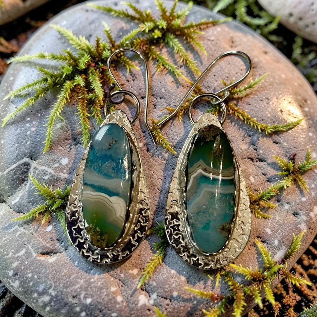 Whispers in Stone — Agate Doublet Silver Earrings