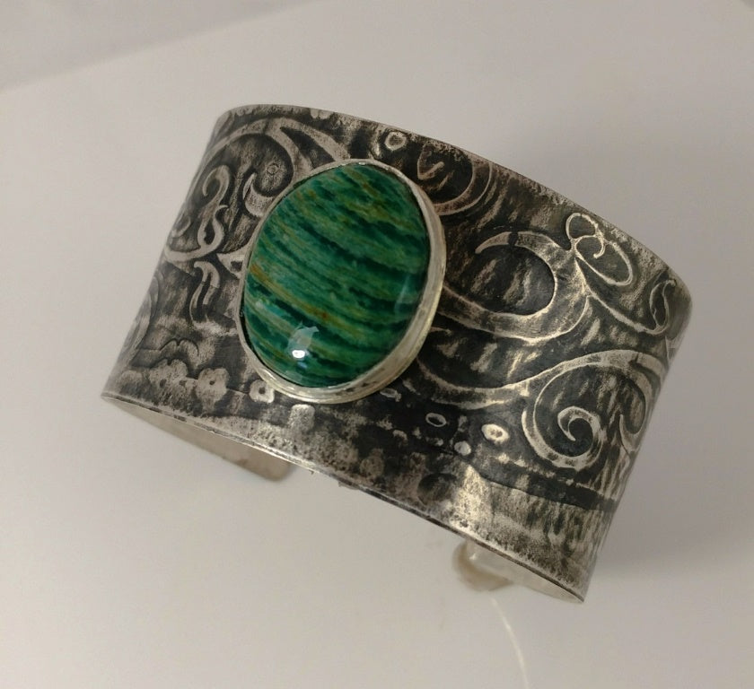 Wide Silver Amazonite Cuff