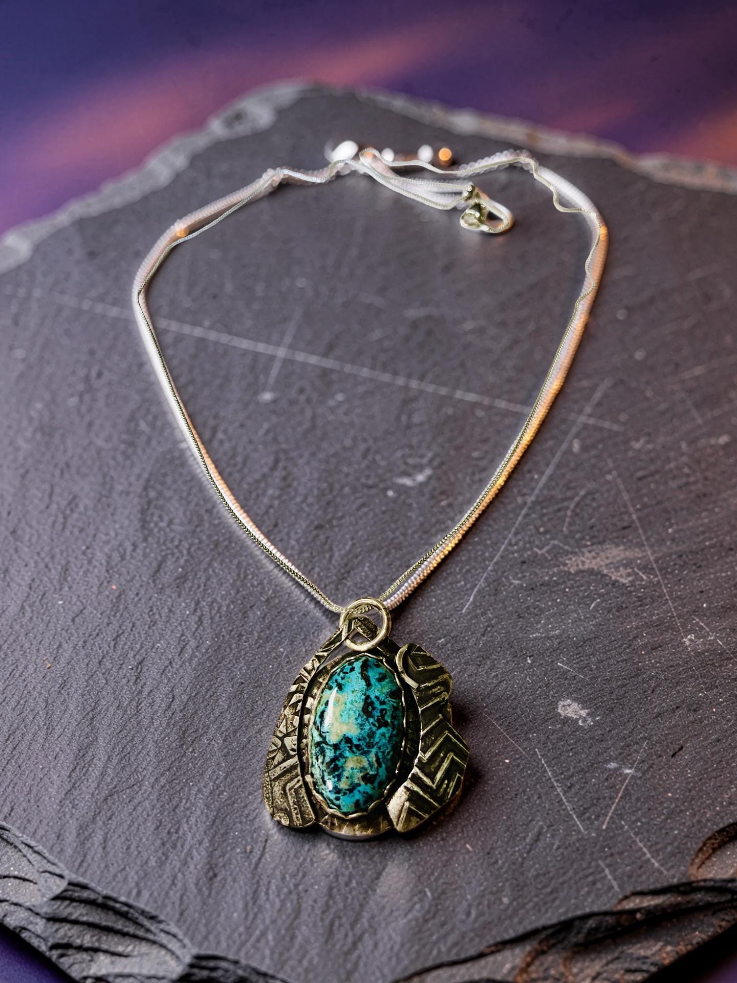 Ancient Waters – Chrysocolla Sterling Silver Pendant