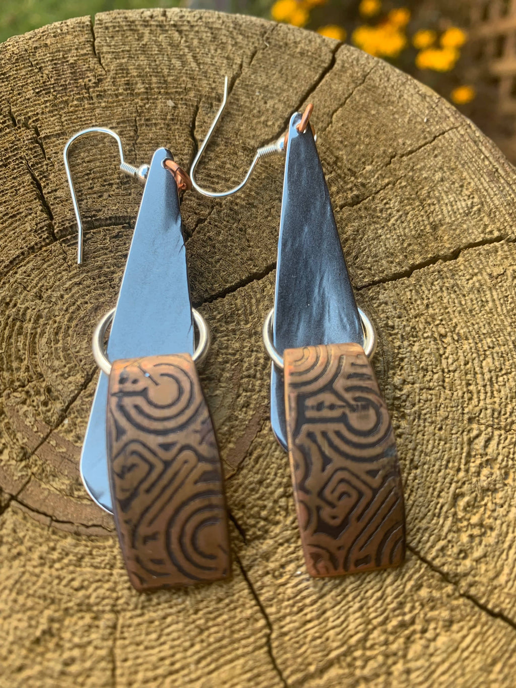 Aztec Designs on Copper Earrings