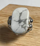 White Howlite Buffalo Turquoise Silver wire wrapped Artisan Ring -Size 9