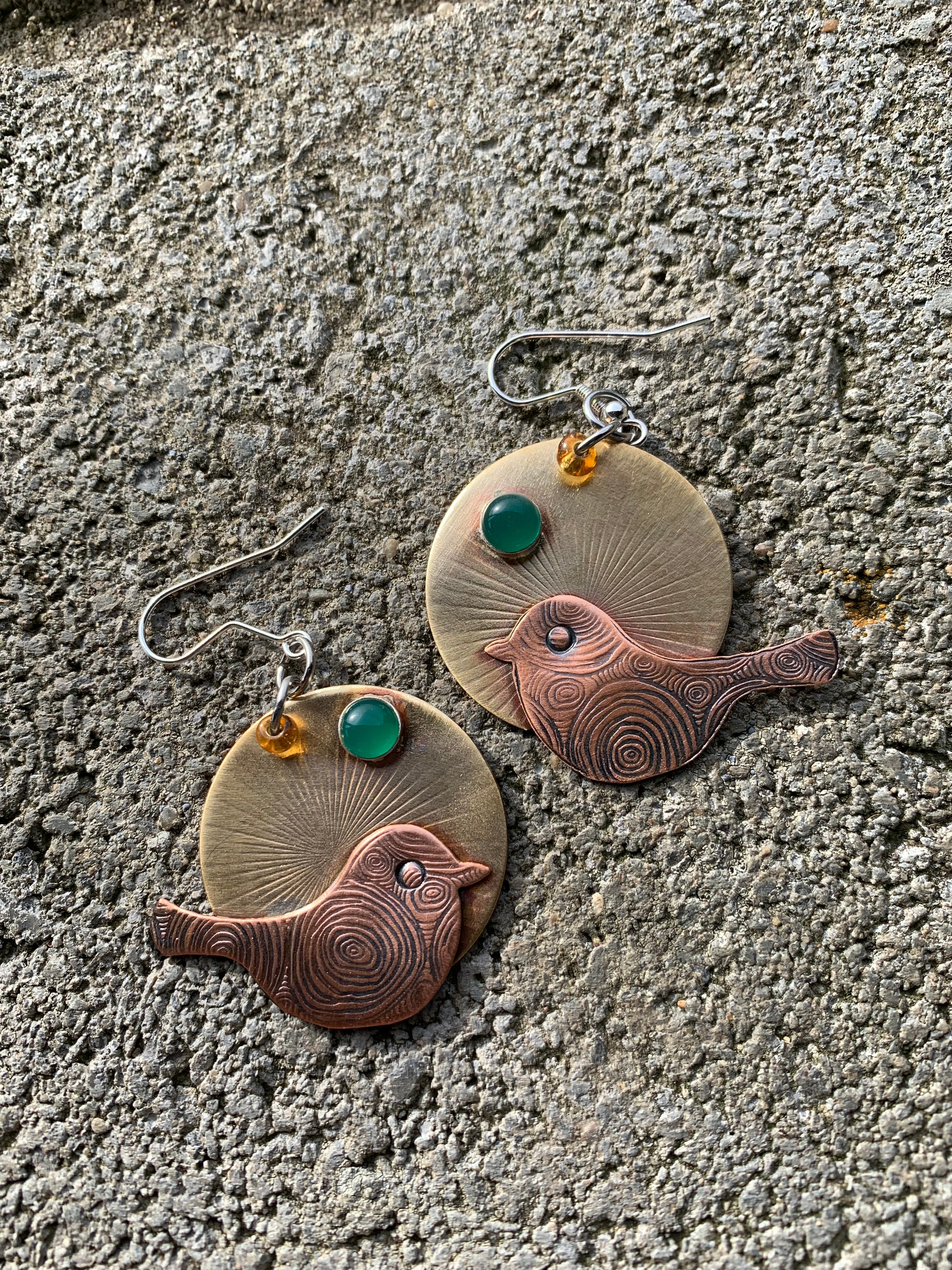 Happy Birds with Green Onyx