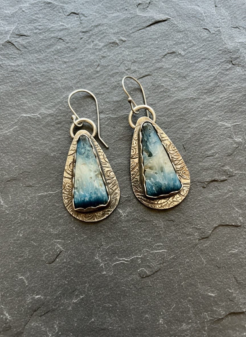 'Whispers of the Tide' Blue Frost Jasper earrings
