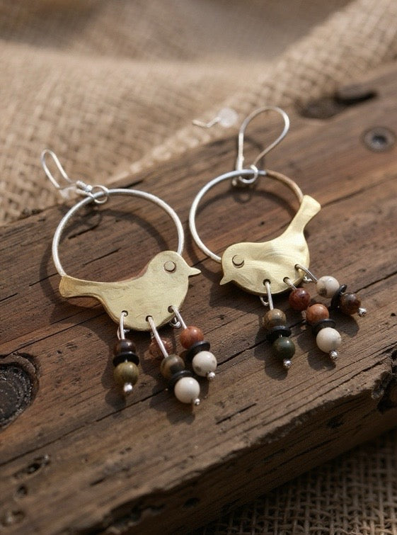 Brass  and silver art jewelry Earrings
