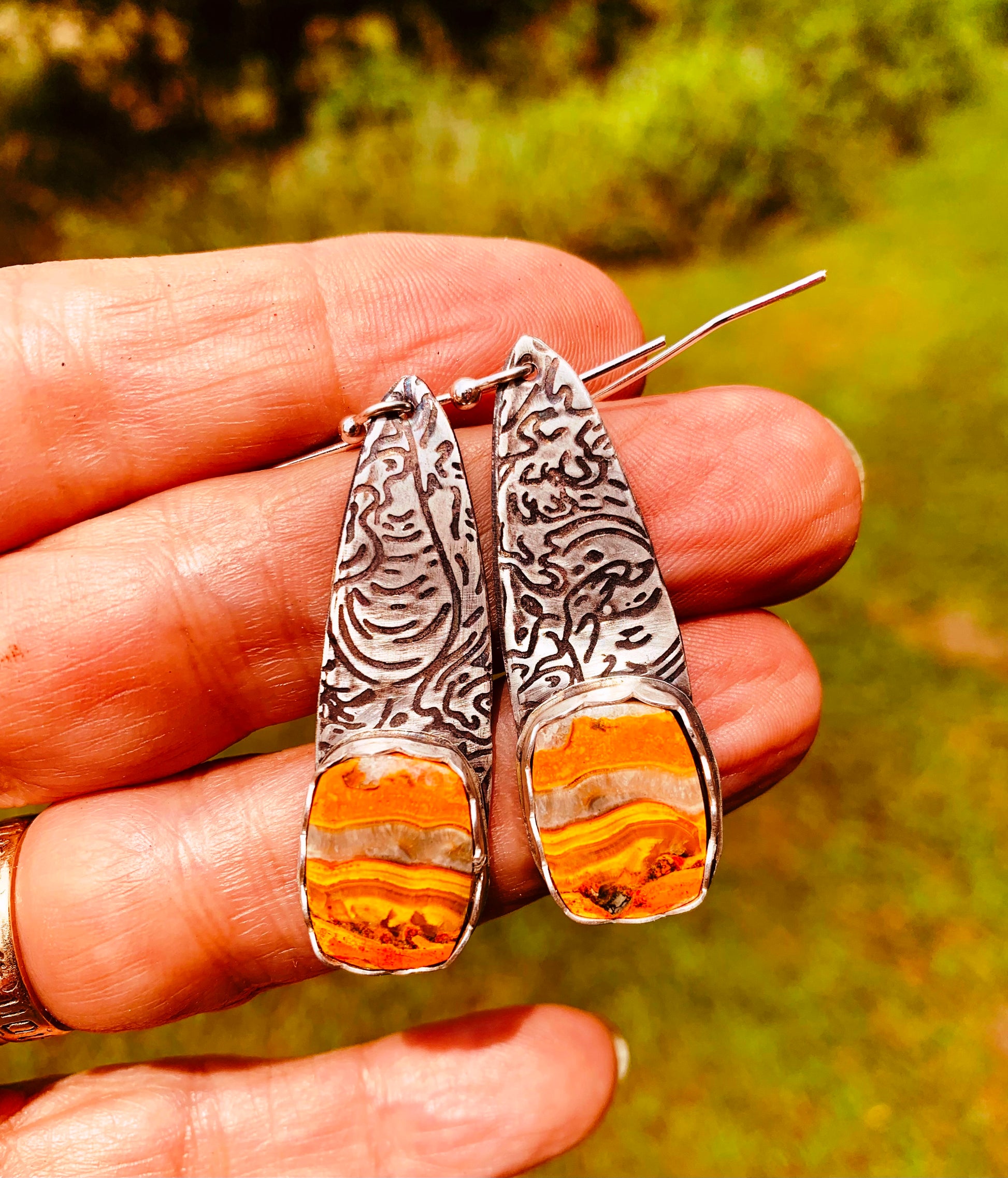 Bumblebee Jasper Silver Earrings