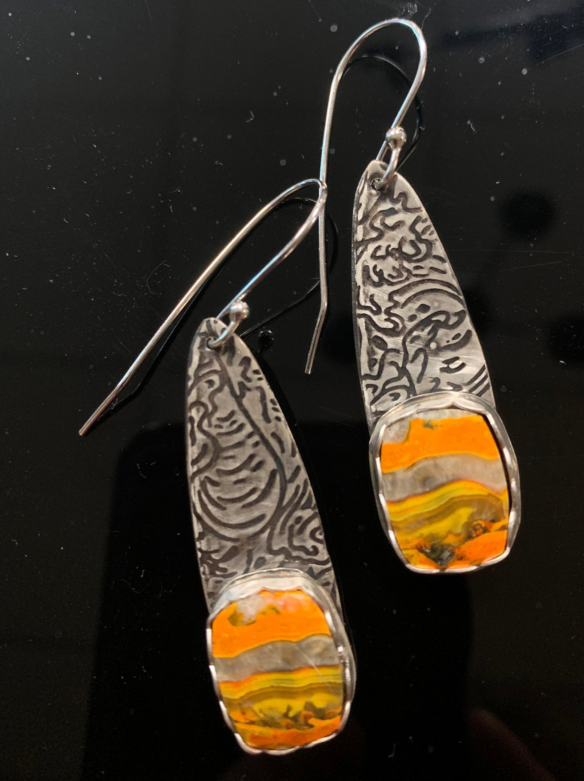 Bumblebee Jasper Silver Earrings