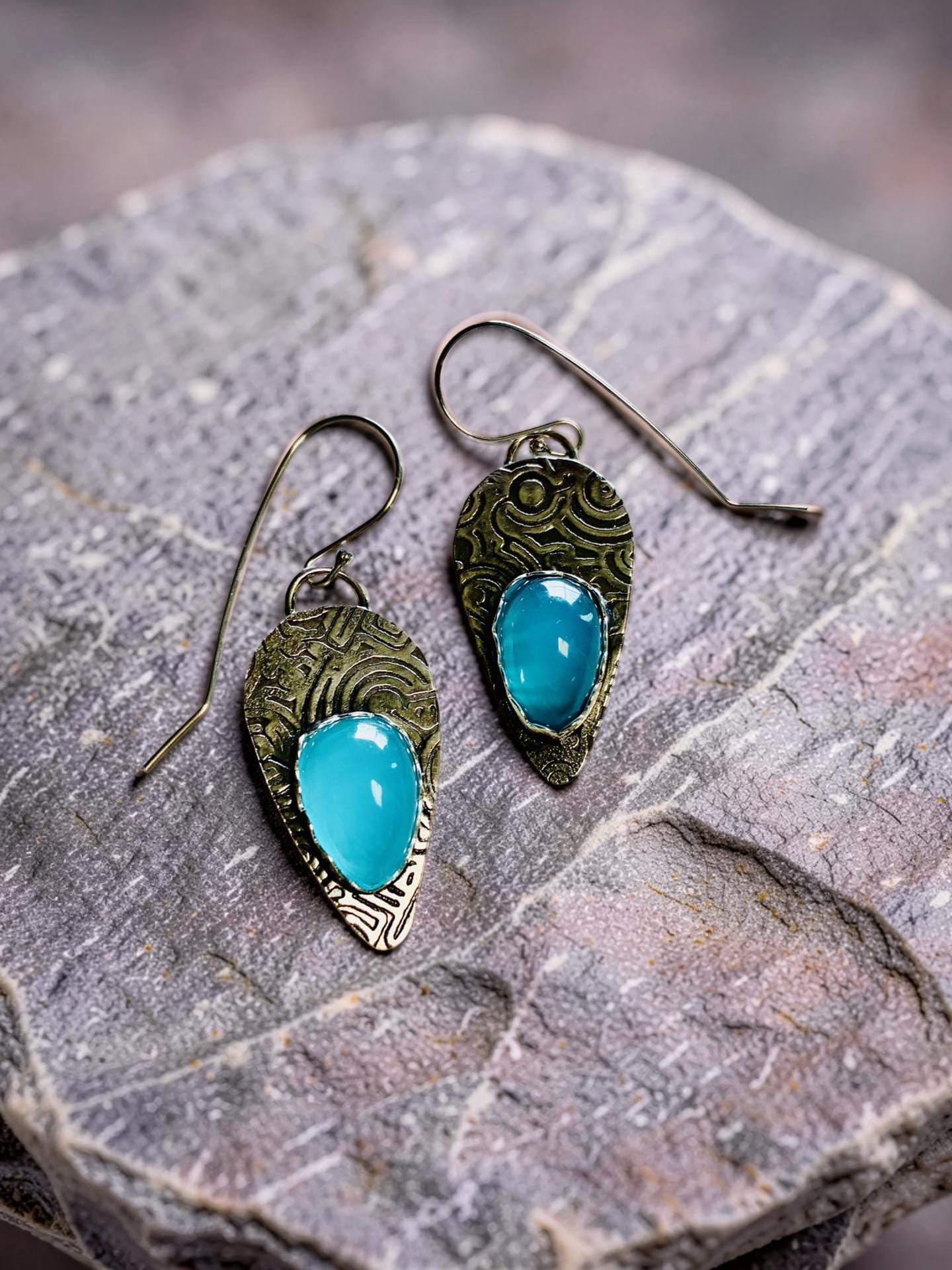 'Clear Sailing'  One-of-a-Kind Gem Silica & Blue Chalcedony Earrings
