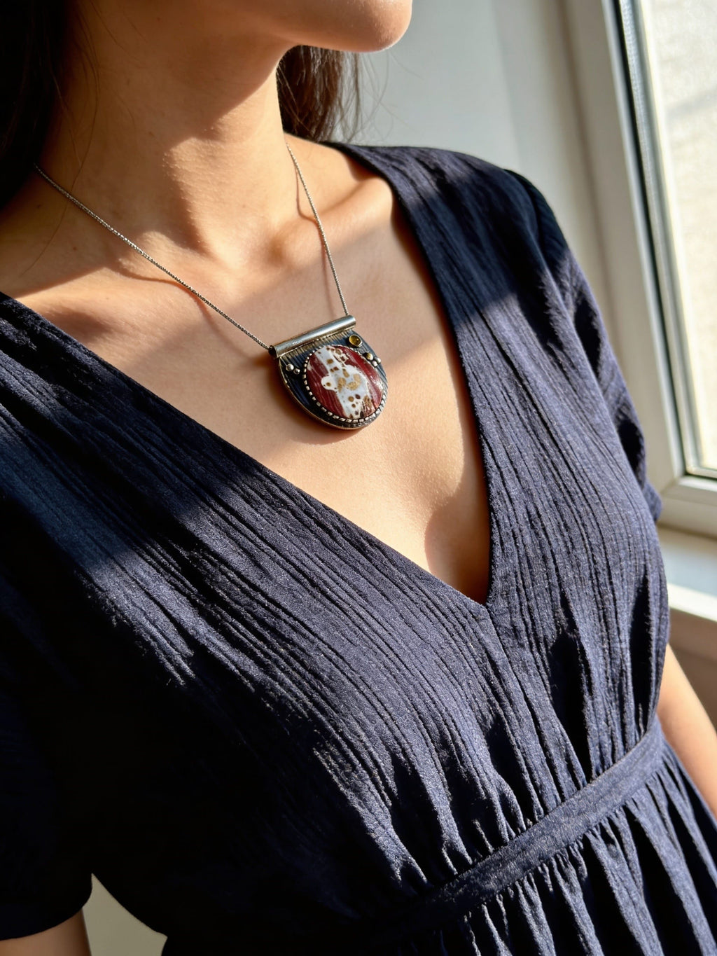 'Clifftside Waters' One of a Kind Palm Root Jasper Pendant