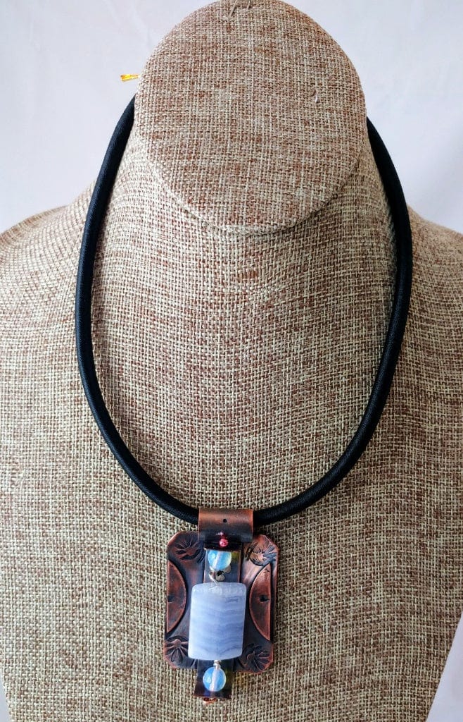 Copper Crazy Lace Agate Pendant Necklace