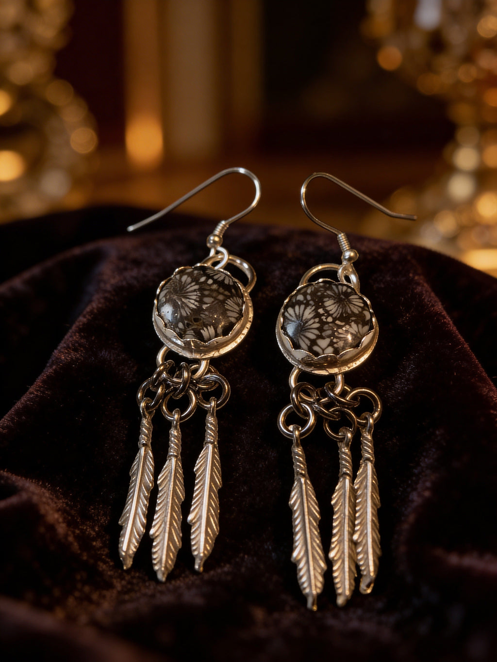 Whispers of the Ancient Sea — Coral Fossil Silver Earrings