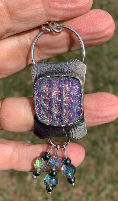 Dichroic Art Glass Silver Pendant