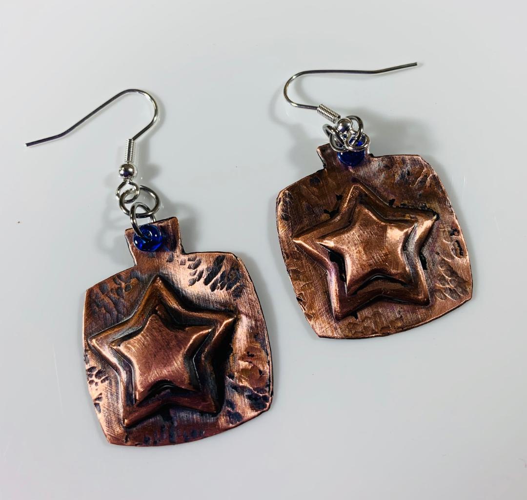 'Shining Stars' Copper Earrings one of a kind