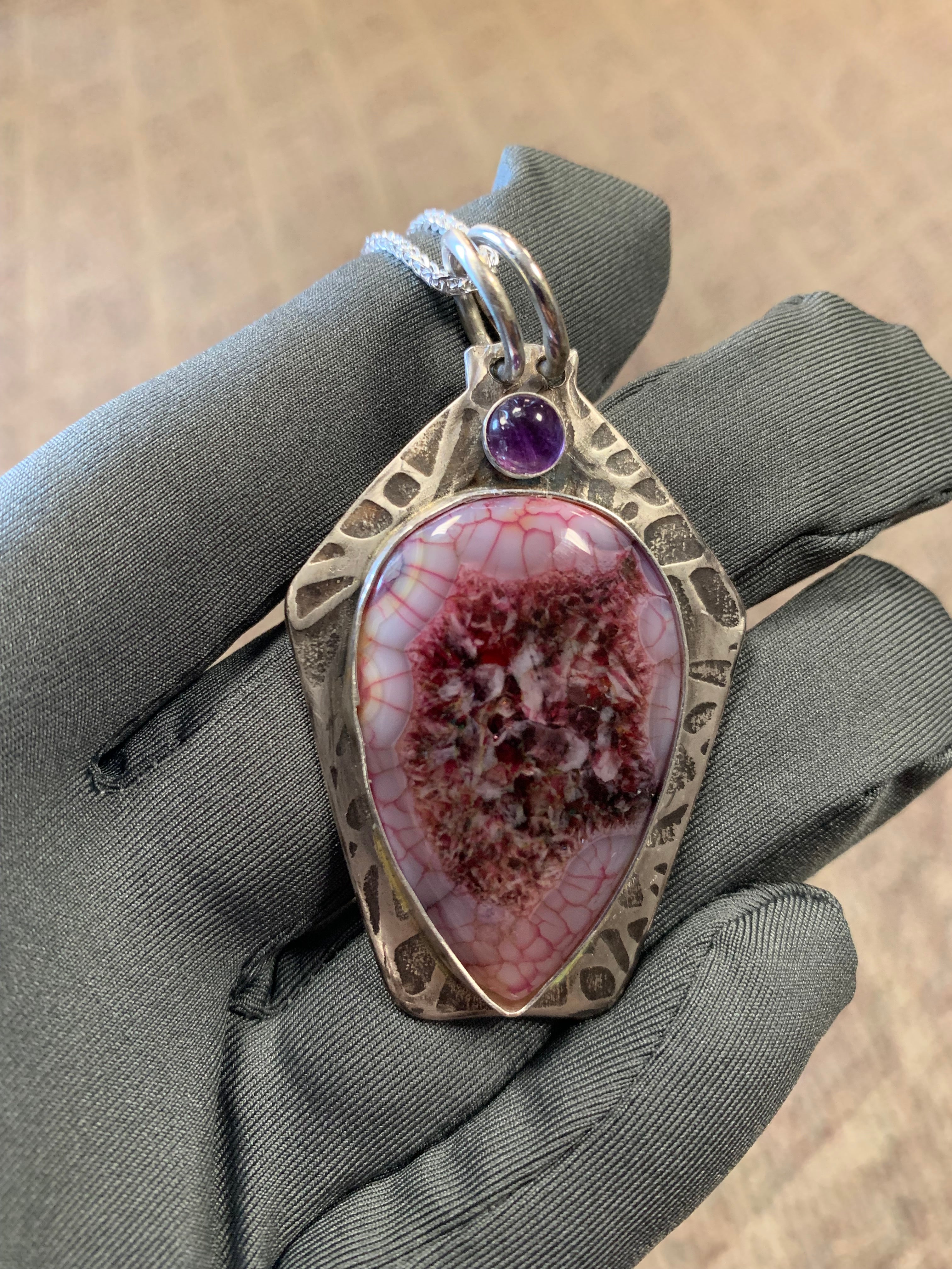 'Dream Webbing' Web Agate Pendant in Silver